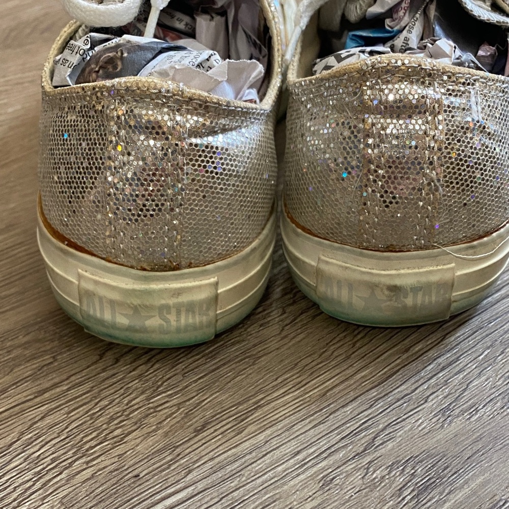 *Converse Chuck Taylor Silver Glitter Sneakers (Women's Size 10) - Picture 4 of 6
